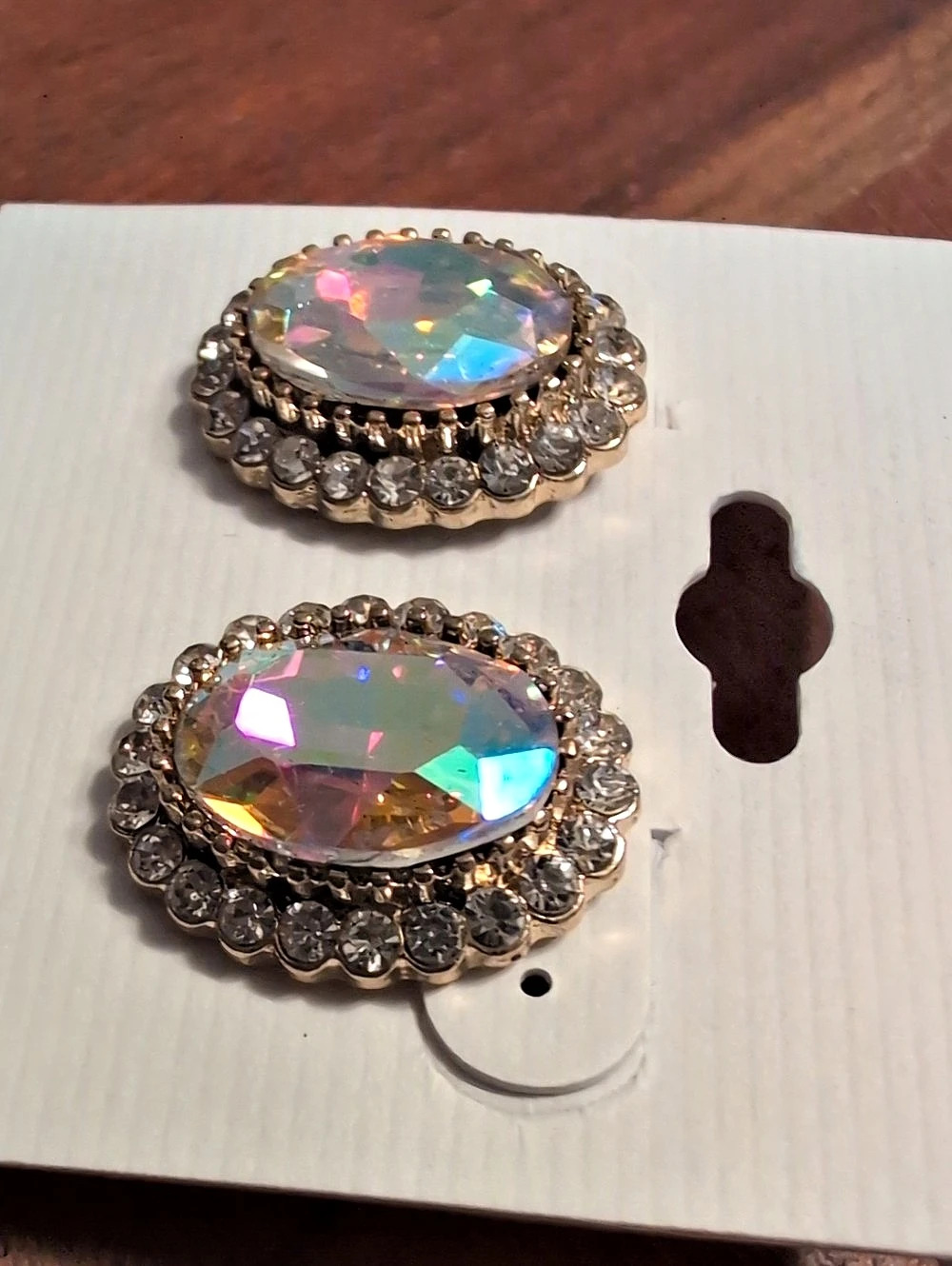 Multicolor AB Rhinestone Statement Earrings - Picture 6 of 8